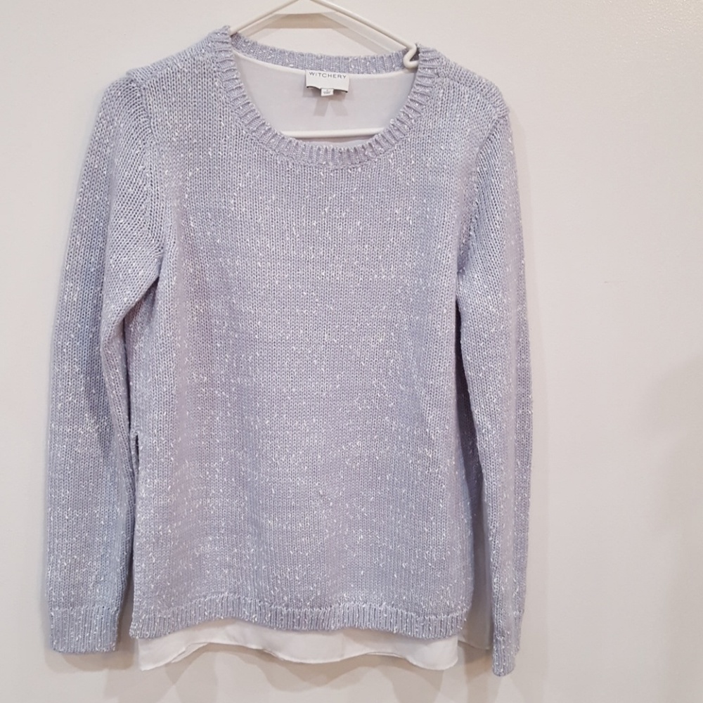 WITCHERY GRAY WOMEN'S KNIT LAYERED SWEATER